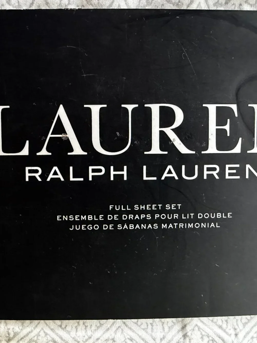 Ralph Lauren FULL Size Light Gray Geometric Pattern Sheet Set cotton percale